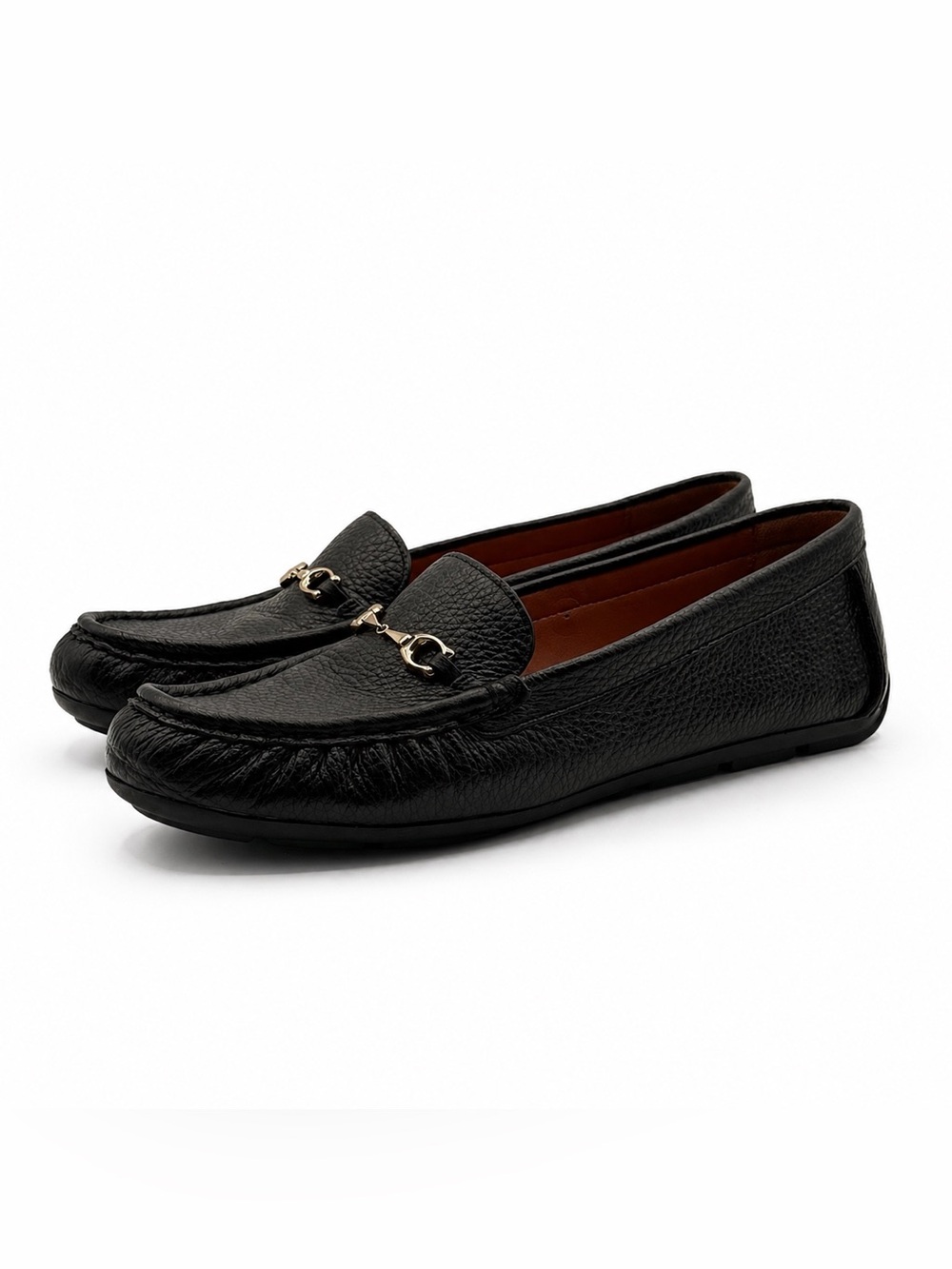 Coach Mavis Black Pebbled Leather Horsebit Loafers Flats Slip-On Classic Shoes - Picture 2 of 16